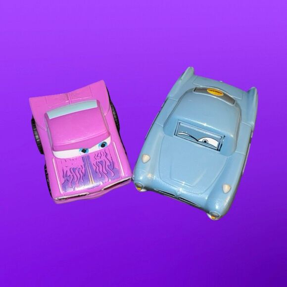 Disney Cars Purple Ramone PVC Plastic Chevy Impala & Finn McMissel Face Car A32 - Picture 3 of 8